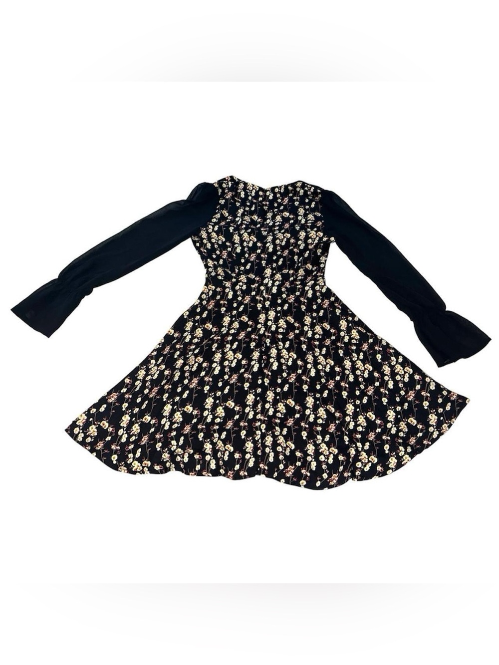 Fall whimsigoth Black floral dress.